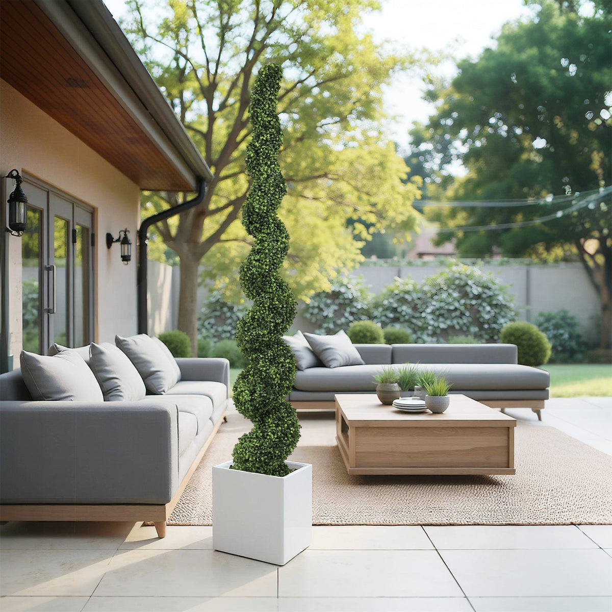 7-Foot Artificial Spiral Boxwood Topiary