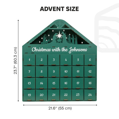Green Wooden Christmas Advent Calendar – 24 Drawers