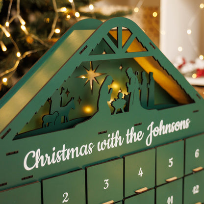 Green Wooden Christmas Advent Calendar – 24 Drawers