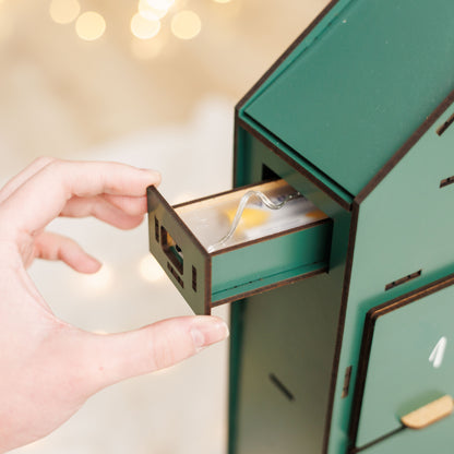 Green Wooden Christmas Advent Calendar – 24 Drawers
