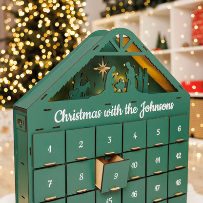 Green Wooden Christmas Advent Calendar – 24 Drawers