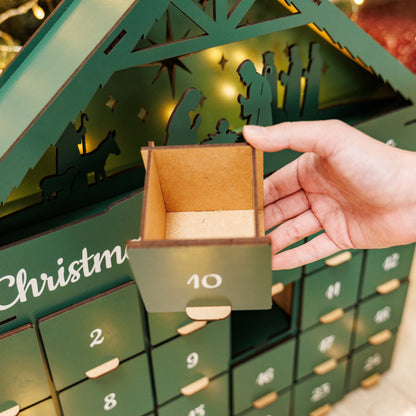 Green Wooden Christmas Advent Calendar – 24 Drawers