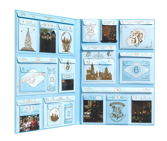 Holiday Magic advent calendar opened with numbered gift pockets