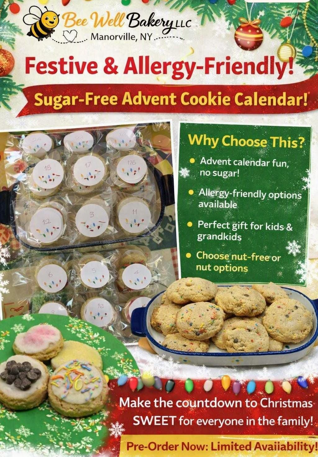 Sugar-Free Cookie Advent Calendar – 24 Cookies, Nut Options