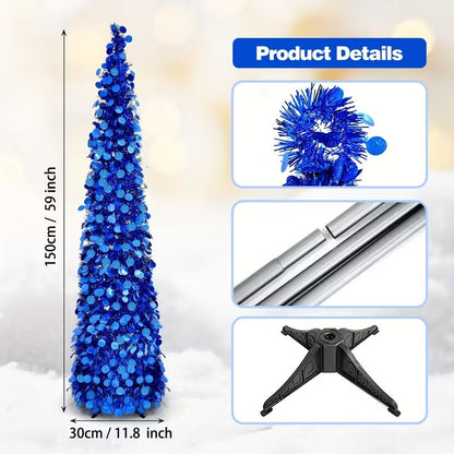 Blue Holographic Sequin Christmas Tree – product view 4