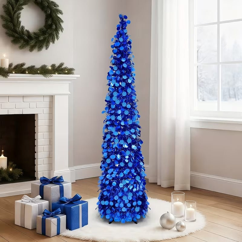 Blue Holographic Sequin Christmas Tree – product view 3