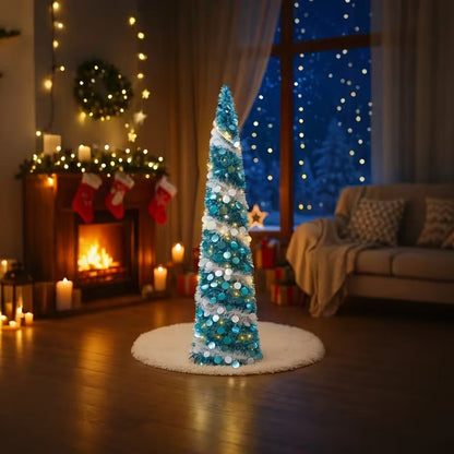 Blue White Glitter Christmas Tree – product view 3