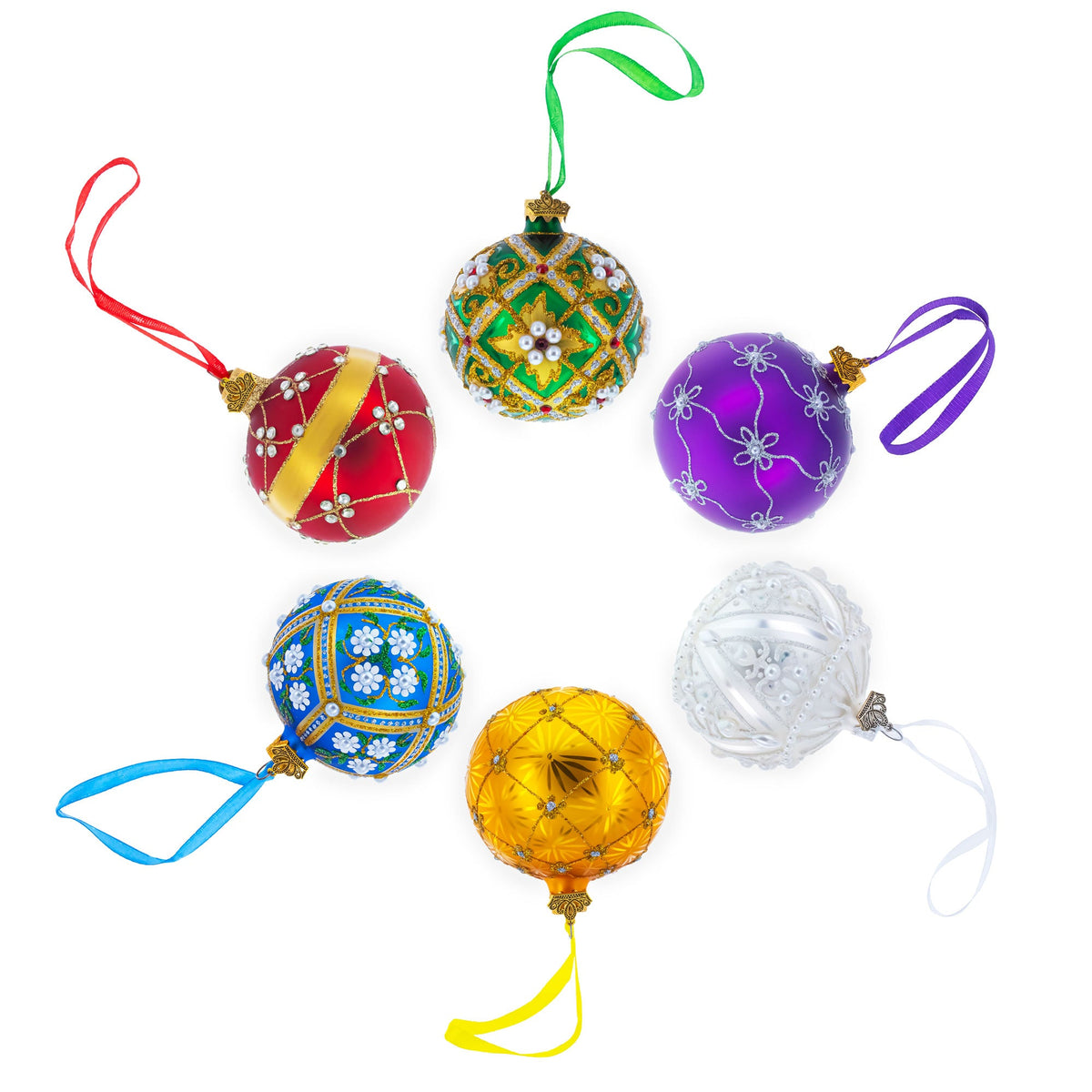 Bejeweled Chandelier Design on Red  Glass Ball Christmas Ornament 3.25 Inches