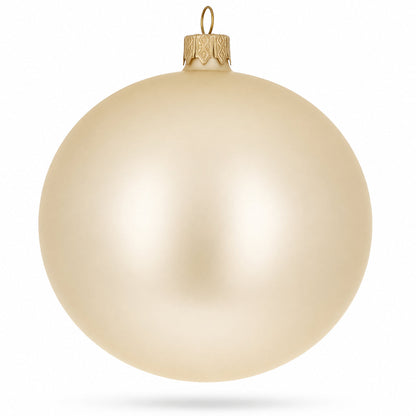 Set of 4 Beige Glass Ball Christmas Ornaments 4 Inches (005)