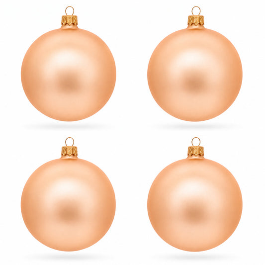 Set of 4 Rose Gold Glass Ball Ornaments 4 Inches (006)