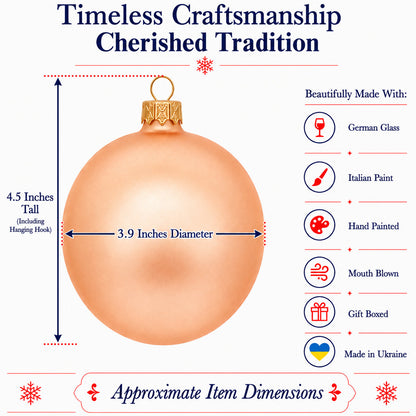 Set of 4 Rose Gold Glass Ball Ornaments 4 Inches (006)