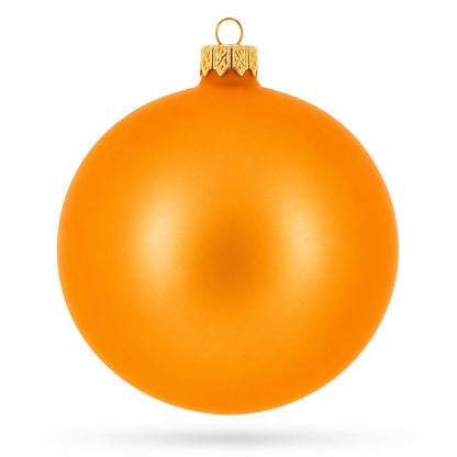 Set of 4 Matte Orange Glass Ball Christmas Ornaments 4 Inches (011)