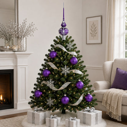 Set of 4 Matte Purple Glass Ball Christmas Ornaments 4 Inches (012)