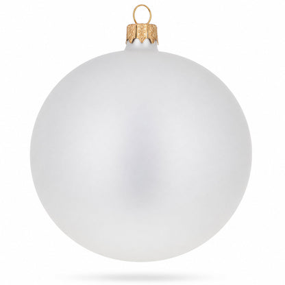 Set of 4 Matte White Glass Ball Christmas Ornaments 4 Inches (024)