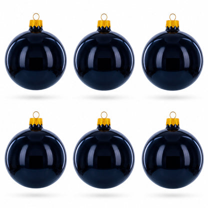 Black Glossy Glass Ball Christmas Ornament 3.25 Inches (036)