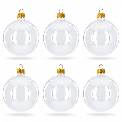 Set of 6 White Glossy Glass Ball Christmas Ornaments 3.25 Inches (041)