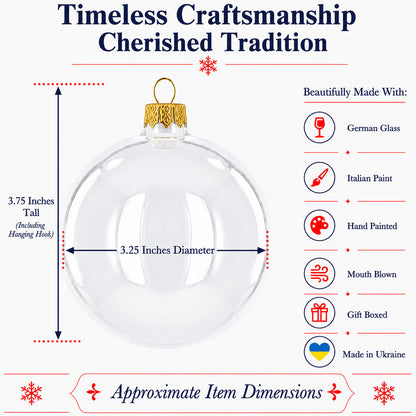 Set of 6 White Glossy Glass Ball Christmas Ornaments 3.25 Inches (041)