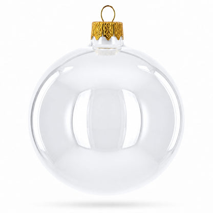 Set of 6 White Glossy Glass Ball Christmas Ornaments 3.25 Inches (041)