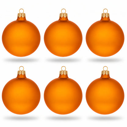 Set of 6 Matte Gold Glass Ball Christmas Ornaments 3.25 Inches (043)