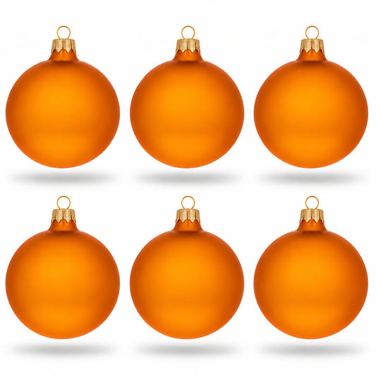 Set of 6 Matte Gold Glass Ball Christmas Ornaments 3.25 Inches (043)