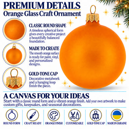 Set of 6 Matte Gold Glass Ball Christmas Ornaments 3.25 Inches (043)
