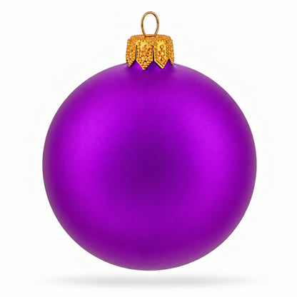 Set of 6 Purple Matte Glass Ball Christmas Ornaments 3.25 Inches (044)