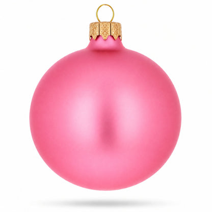 Set of 6 Solid Pink Glass Ball Christmas Ornaments 3.25 Inches (045)