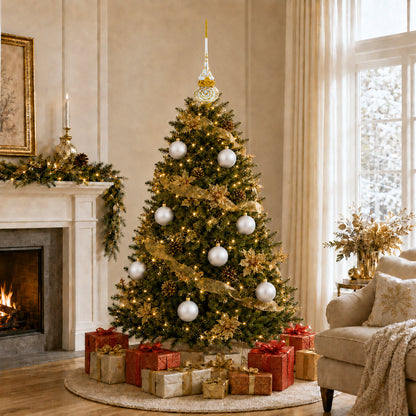 Set of 6 Matte White Glass Ball Christmas Ornaments 3.25 Inches (055)