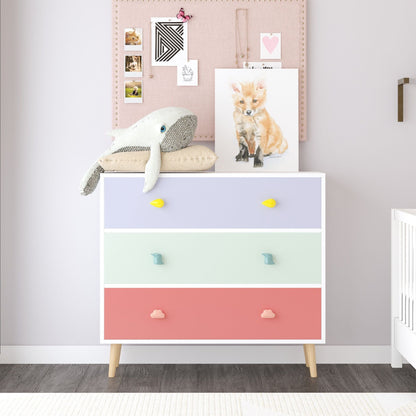 3 Drawer Dresser Storage Cabinet with Anti-Tip Safety - White or Green
