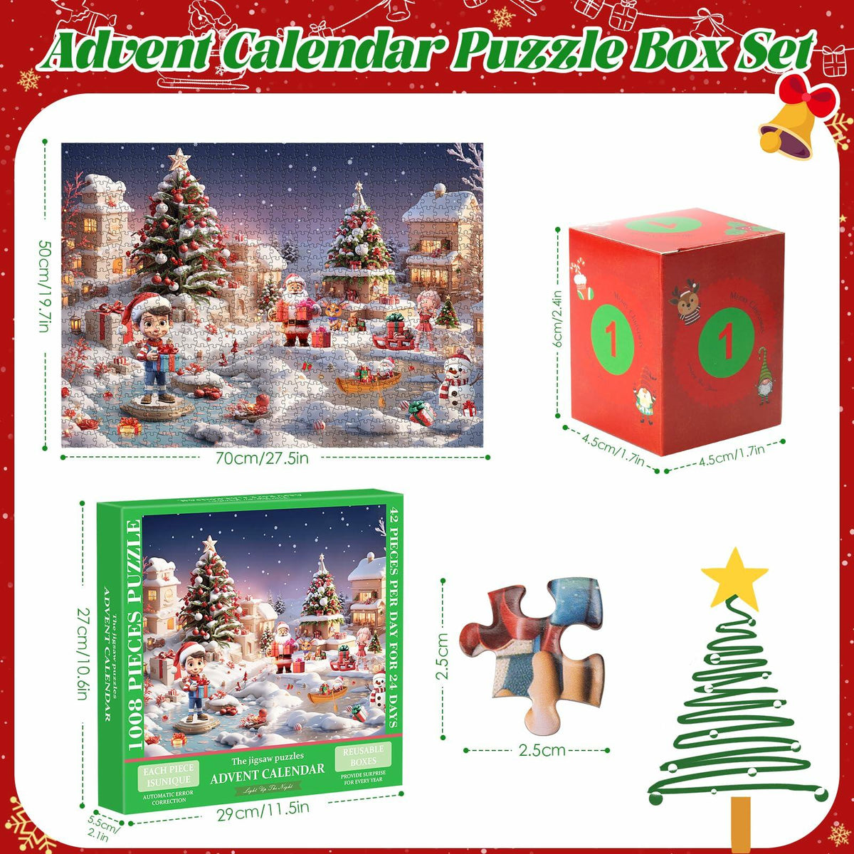 Puzzle Advent Calendar for Kids and Adults, 1008 Pieces 24 Days Countdown