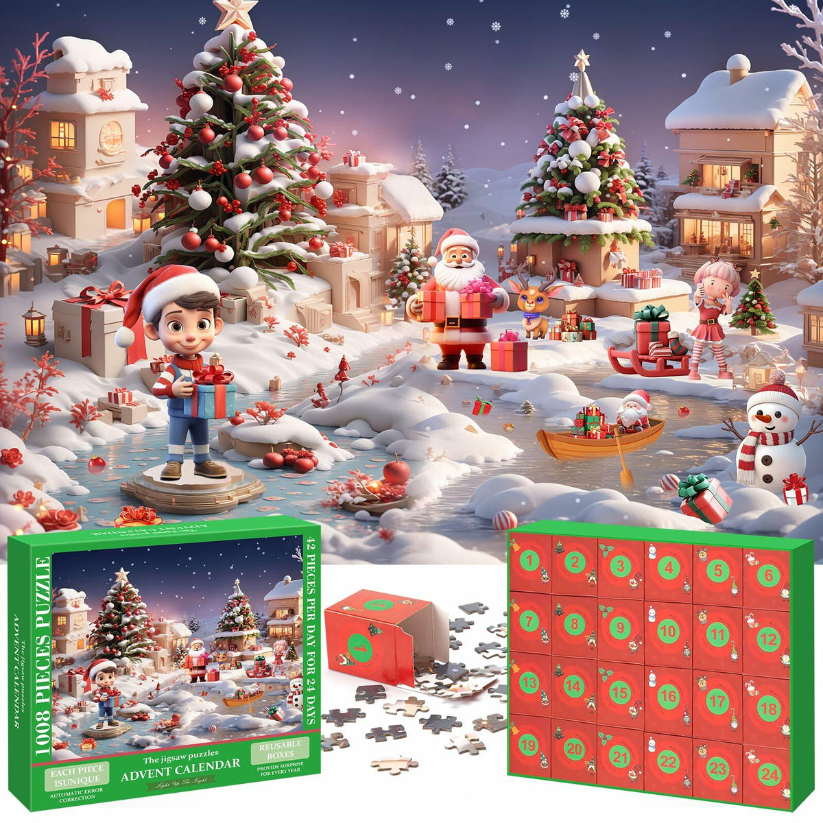 Puzzle Advent Calendar for Kids and Adults, 1008 Pieces 24 Days Countdown