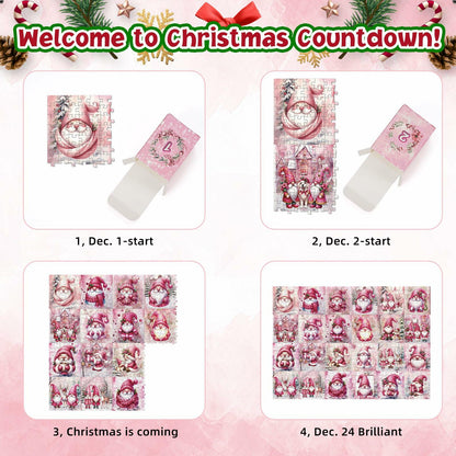1008 Pc Pink Gnome Advent Calendar Puzzle 2025 24-Day Countdown