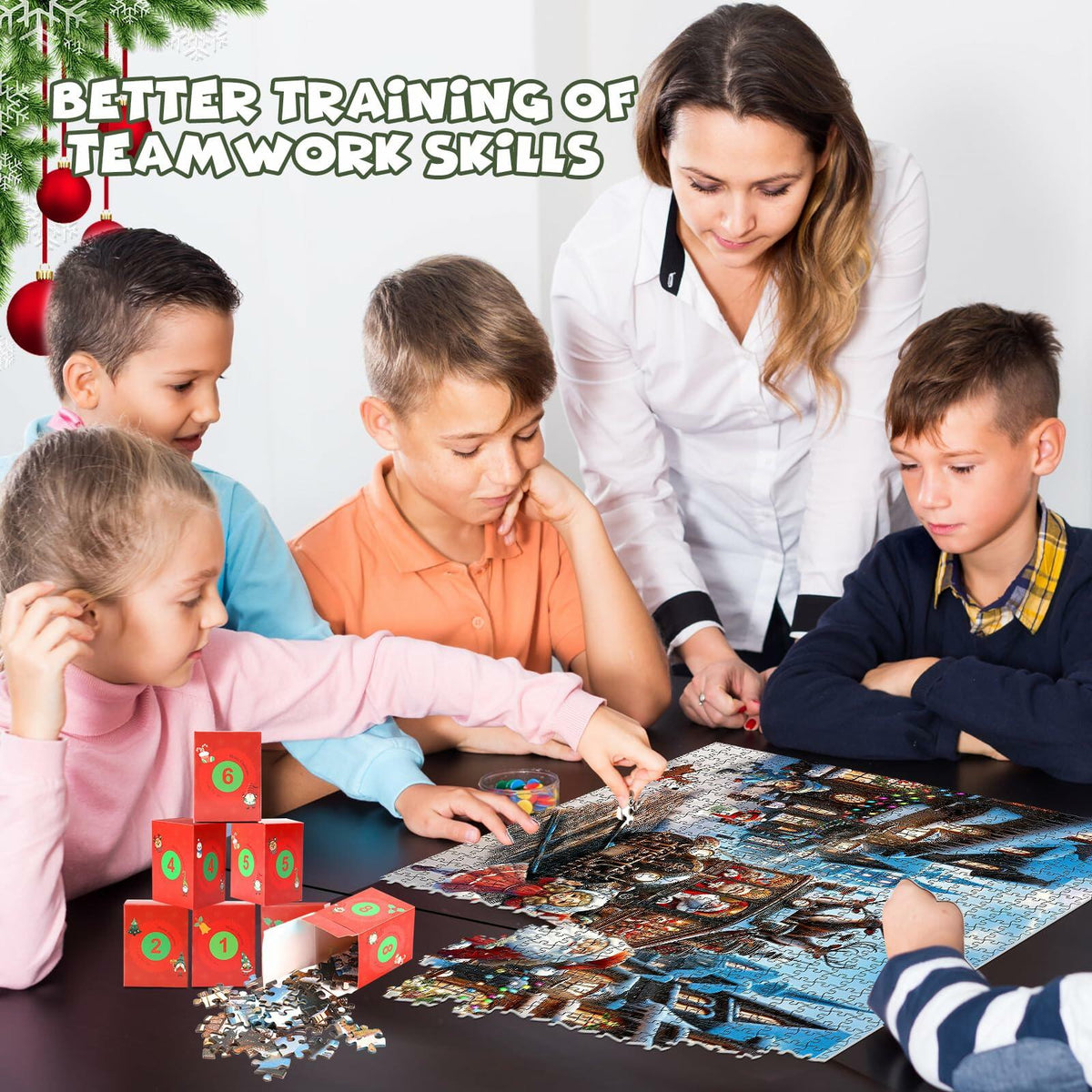 Advent Christmas Puzzle 2024 1008pcs Paper Calendar Holiday Game Green
