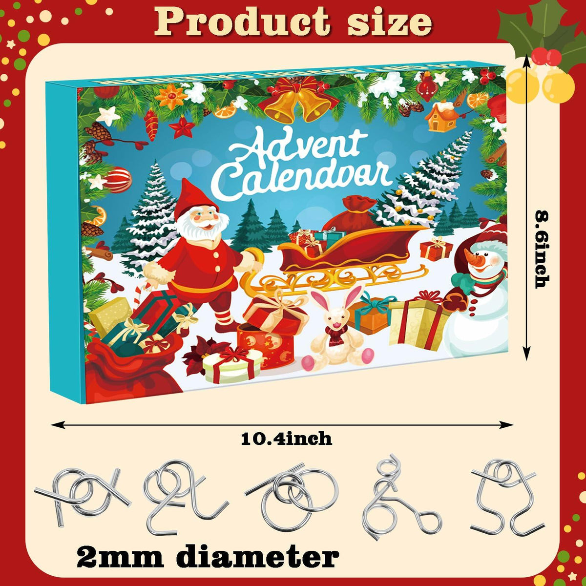 Asikkon 2025 Brain Teaser Advent Calendar – 24 Metal Puzzles