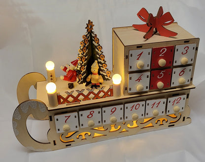 6-light LED Santa Sleigh With Advent Calendar