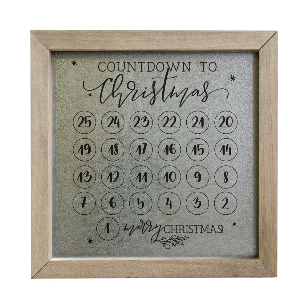 Christmas Countdown Rustic Galvanized Sign – 10 × 10 Inches